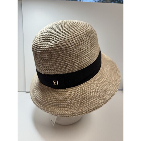 Eric Javits Squishee Classic Fedora Hat In Cream & Black Band New - Picture 2 of 11